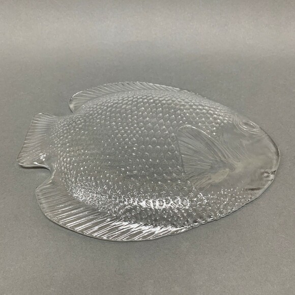 Arcoroc France Fish Clear Textured Glass Plate 10 1/8" - Picture 3 of 4